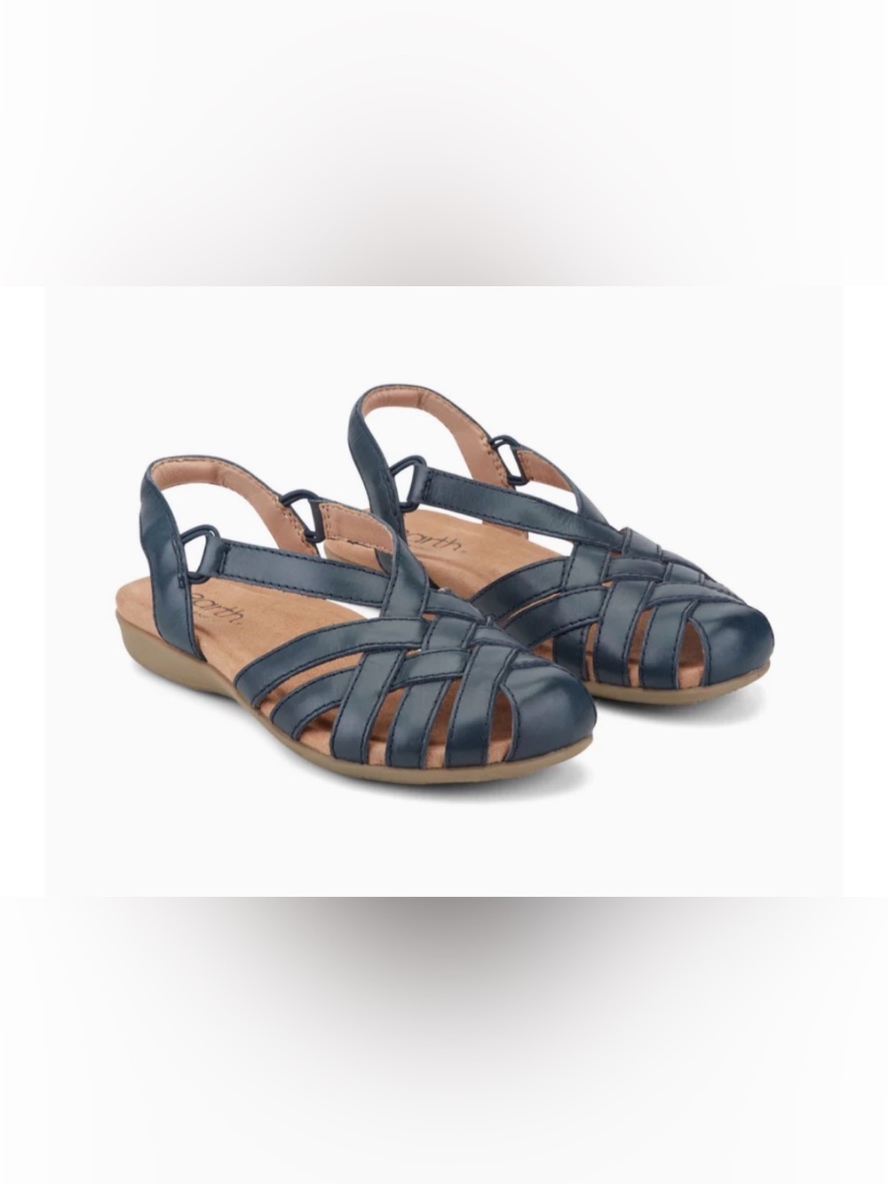 Earth Origins “Berri” Women’s Navy Closed-Toe Slingback Sandals Woven Leather